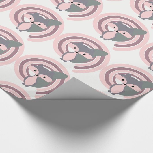 Cute zilvervos cadeaupapier (Hoek)