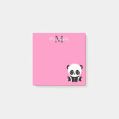 Cute Zittende Panda Monogram Roze Post-it® Notes (Voorkant)