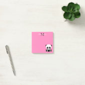 Cute Zittende Panda Monogram Roze Post-it® Notes (Kantoor)