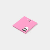 Cute Zittende Panda Monogram Roze Post-it® Notes (Schuin)