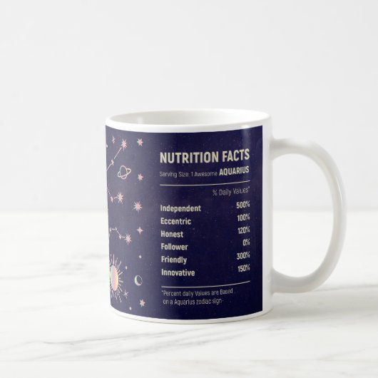 Cute Zodiac Aquarius Nutritional Facts Wrap Koffiemok (Rechts)