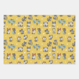 Cute Zodiac Cat Wrapping Paper Flat Sheet Set of 3