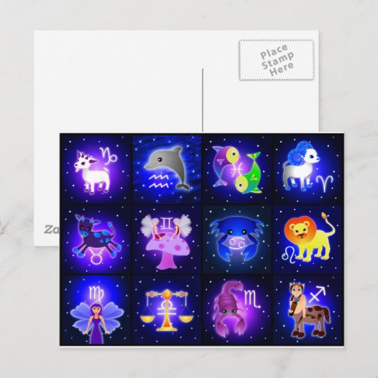 Cute Zodiac Characters Briefkaart (Voorkant / Achterkant)