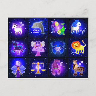 Cute Zodiac Characters Briefkaart