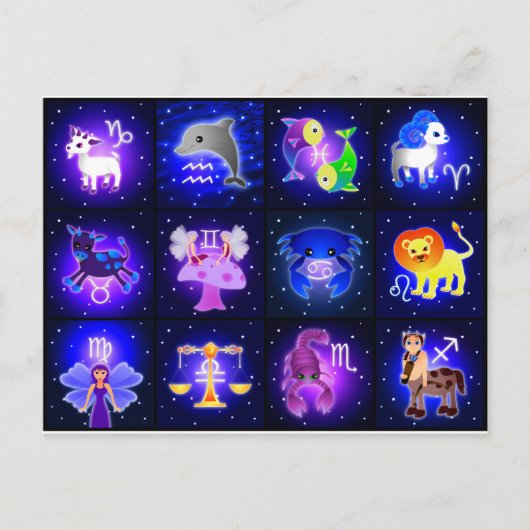 Cute Zodiac Characters Briefkaart (Voorkant)