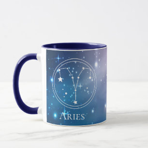 Cute Zodiac Sign ARIES Paars Blue Name Monogram Mok