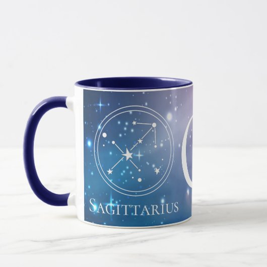 Cute Zodiac Sign SAGITTARIUS Paars Blue Monogram Mok (Links)