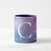Cute Zodiac Sign SAGITTARIUS Paars Blue Monogram Mok (Midden)
