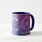 Cute Zodiac Sign SAGITTARIUS Paars Blue Monogram Mok (Voorkant rechts)