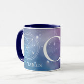 Cute Zodiac Sign SAGITTARIUS Paars Blue Monogram Mok (Voorkant links)