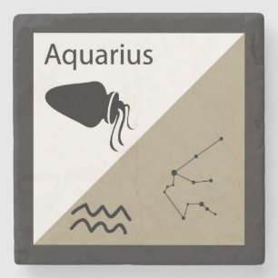 Cute Zodiac Symbol, Sign & Star Layout-Aquarius Stenen Onderzetter