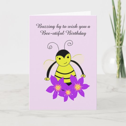Cute Zoemende Bij Verjaardag Kaart (Voorkant)