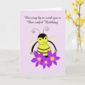 Cute Zoemende Bij Verjaardag Kaart (Gele Bloem)
