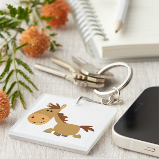 Cute Zoete Cartoon Paard Acrylsleutelhanger Sleutelhanger