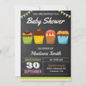 Cute Zoete Cupcake Baby Shower Uitnodiging (Voorkant)