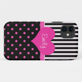 Cute, zoete roze polka stippen met naam Case-Mate iPhone case (Achterkant (horizontaal))