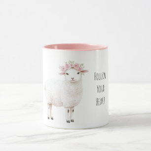 Cute Zoete Schaap Roze Bloemenrozen Mok
