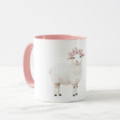 Cute Zoete Schaap Roze Bloemenrozen Mok (Voorkant links)