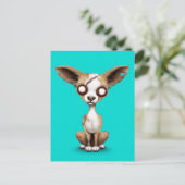 Cute Zombie Chihuahua Puppy Dog op Blue Briefkaart (Staand voorkant)