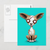 Cute Zombie Chihuahua Puppy Dog op Blue Briefkaart (Voorkant / Achterkant)