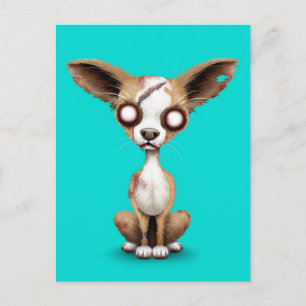 Cute Zombie Chihuahua Puppy Dog op Blue Briefkaart