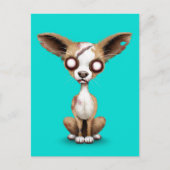 Cute Zombie Chihuahua Puppy Dog op Blue Briefkaart (Voorkant)