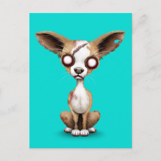 Cute Zombie Chihuahua Puppy Dog op Blue Briefkaart (Voorkant)