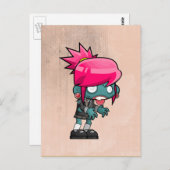 Cute Zombie Girl Illustratie Briefkaart (Voorkant / Achterkant)