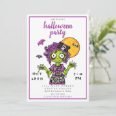 Cute Zombie Halloween Kostuum Feest Kaart (Staand voorkant)