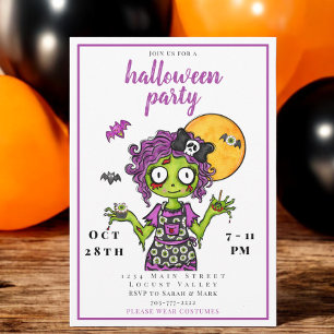Cute Zombie Halloween Kostuum Feest Kaart