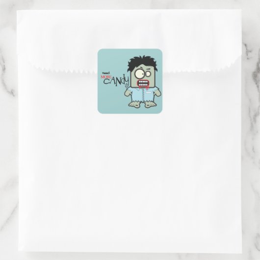 Cute Zombie Halloween Vierkante Sticker (Tas)