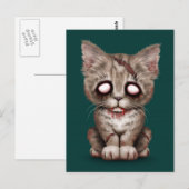 Cute Zombie Kitten Cat op Blauwgroen blauw Briefkaart (Voorkant / Achterkant)
