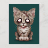 Cute Zombie Kitten Cat op Blauwgroen blauw Briefkaart (Voorkant)