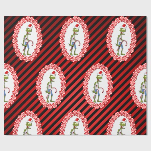 Cute Zombie met Candy Cane Kerstmis Cadeaupapier (Vlak)