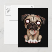 Cute Zombie Pug Puppy Dog op Black Briefkaart (Voorkant / Achterkant)