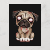 Cute Zombie Pug Puppy Dog op Black Briefkaart (Voorkant)