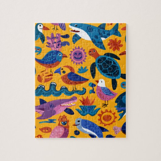 Cute Zomer Dieren Patroon Puzzel Geschenk (Verticaal)