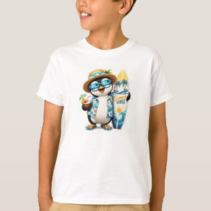 Cute Zomer Pinguïn Surfen Vibes Kinderen T-Shirt