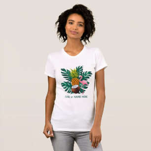 Cute Zomer Tropische Flamingo en Ananas  T-shirt