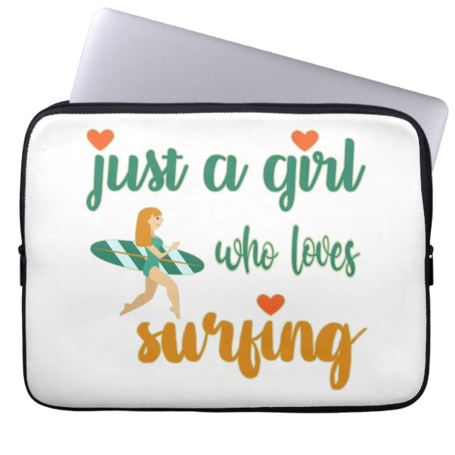 Cute zomers citaat Gewoon een meisje dat van surfe Laptop Sleeve (Voorkant)