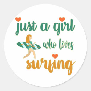 Cute zomers citaat Gewoon een meisje dat van surfe Ronde Sticker