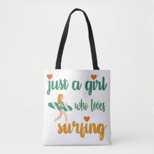 Cute zomers citaat Gewoon een meisje dat van surfe Tote Bag