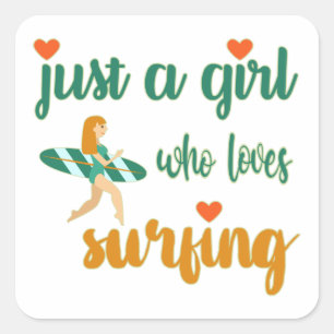 Cute zomers citaat Gewoon een meisje dat van surfe Vierkante Sticker
