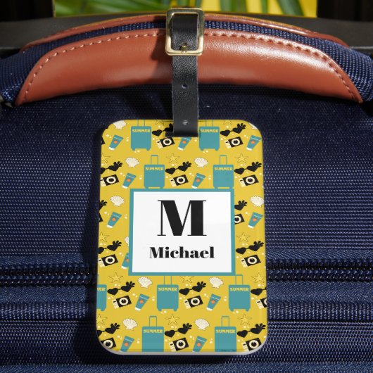 Cute zomervakantie elementen bagagelabel (Voorkant Insitu 2)