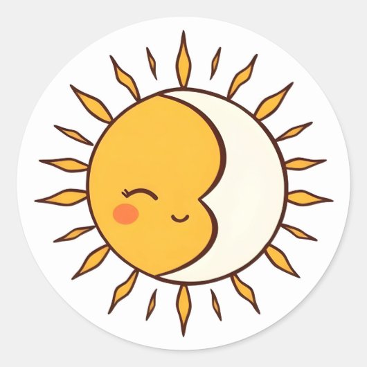 Cute Zon en Maan Hemelse Kawaii Sticker (Voorkant)