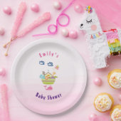 Cute Zoo Animal Ark Pink Baby shower Papieren Bordje (Feest)