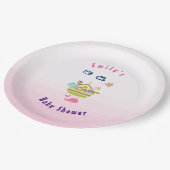 Cute Zoo Animal Ark Pink Baby shower Papieren Bordje (Gekanteld)