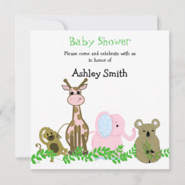 Cute Zoo Animal Baby shower Invitation Kaart