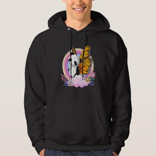 Cute Zoo Animal Fantasy Rainbow Butterfly Panda Hoodie (Voorkant)