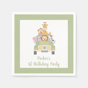 Cute Zoo Animal Safari 1st Birthday Party Servet